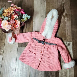 Little Lass Pink Quilted Baby Jacket Size 18 Months
